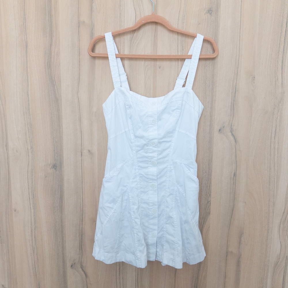 Urban Outfitters White Mini Dress Small Button Front Preppy Summer Coastal